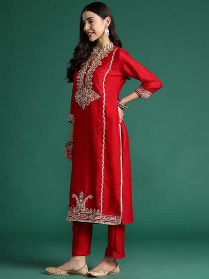 Dhiyona IE Ethnic Motifs Embroidered Kurta with Trousers & With Dupatta