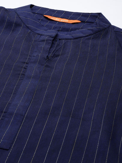 Dhiyona IE Women Navy Blue Striped Kurta