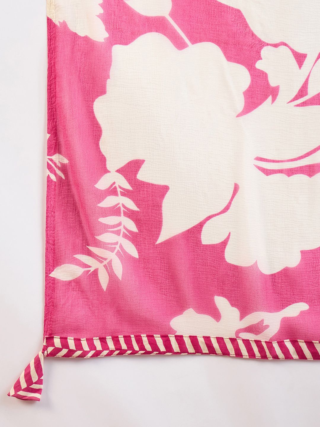 Chevron Printed Pure Cotton Straight Kurta With Trousers & Dupatta