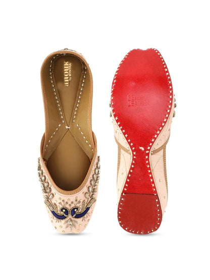 Dhiyona AK Women Rose Gold Coloured Ethnic Embellished Mojaris