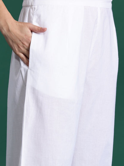 Floral Printed Sequinned Pure Cotton Kurta with Trousers & With Dupatta