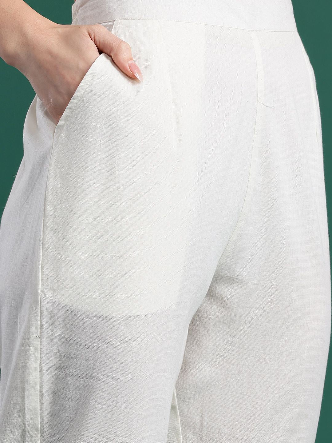 Dhiyona IE Floral Embroidered Pure Cotton Kurta with Trousers