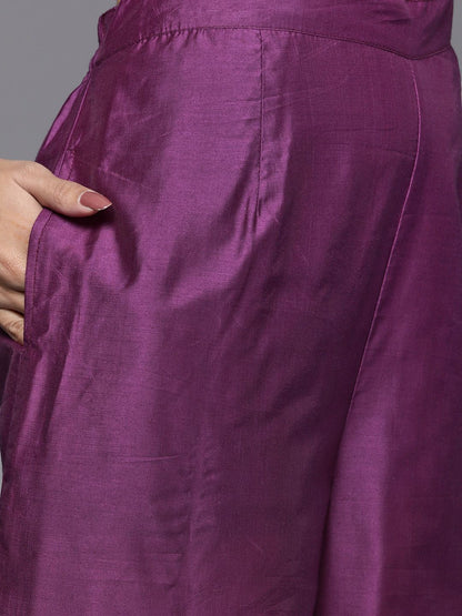 Dhiyona VA Women'sRound Neck Straight Kurta With Trousers & Dupatta