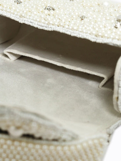 Dhiyona NR Women White Embroidered Purse Clutch
