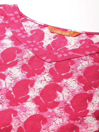 Dhiyona IE Ethnic Motifs Printed Pure Cotton Kurta With Trousers & Dupatta