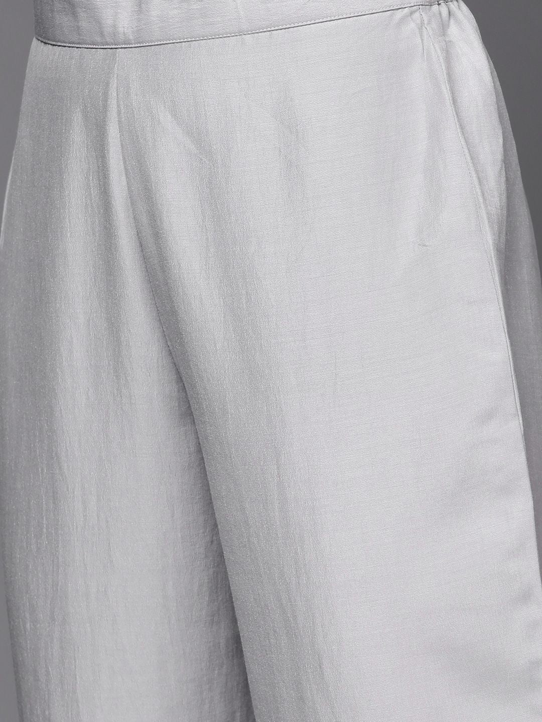 Dhiyona VA Women's Grey Floral Embroidered Thread Work Kurta with Trousers & With Dupatta