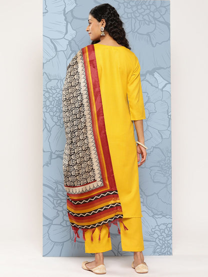 Dhiyona VA Women's Floral Embroidered Regular Gotta Patti Kurta with Trousers & With Dupatta