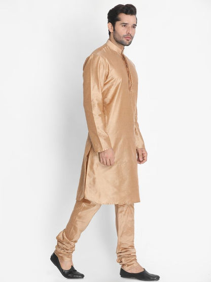 Men's Rose Gold Cotton Blend Straight Kurta Pyjama Set
