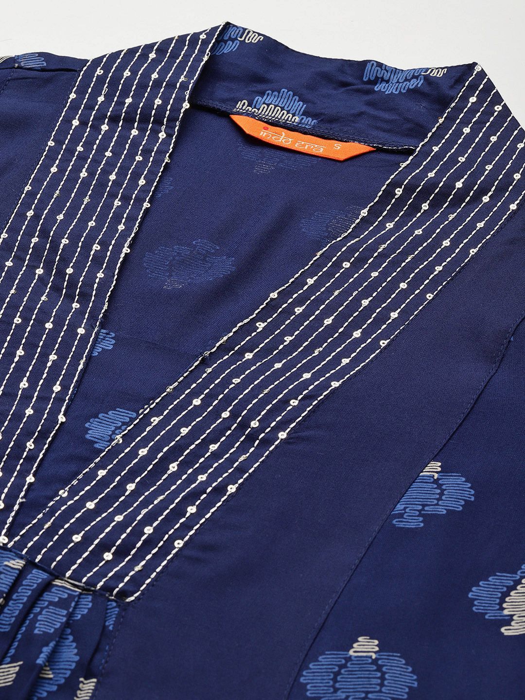 Dhiyona IE Floral Printed Panelled Pure Cotton Kurta with Trousers & Dupatta