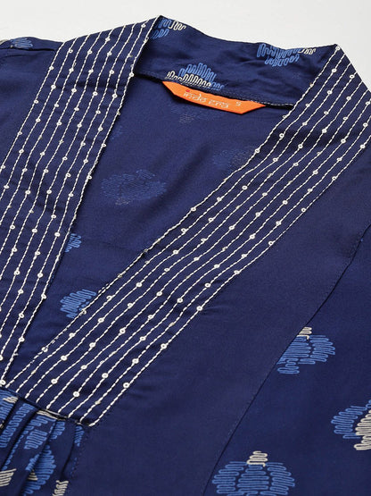 Dhiyona IE Floral Printed Panelled Pure Cotton Kurta with Trousers & Dupatta