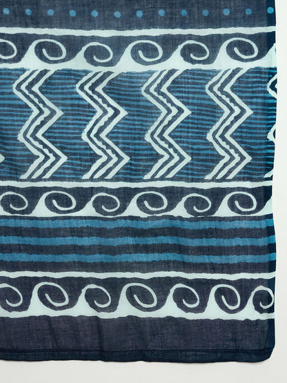 Striped Sequinned Straight Kurta With Trousers & Dupatta