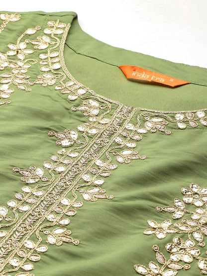 Ethnic Motifs Embroidered Gotta Patti Kurta With Trousers & Dupatta