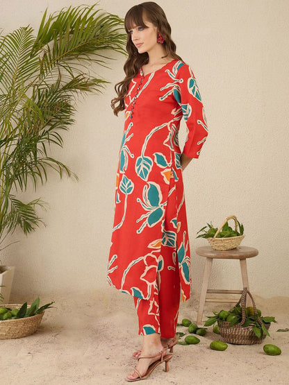 Dhiyona IE Printed Straight Tunic & Trousers Co-Ord Set
