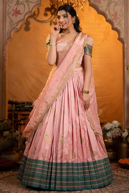 Dhiyona BN Sundarika Soft Silk Lehenga Set In Rose Pink