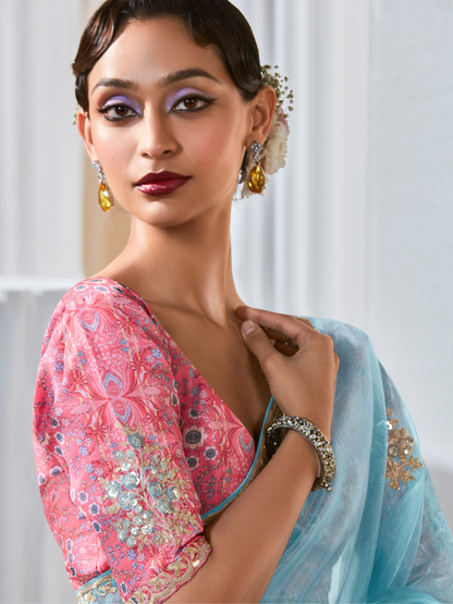 Dhiyona KM Women Sky Blue Saree: Effortless Elegance For Every Occasion