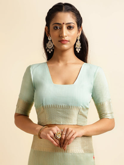 Dhiyona GR Women's Savi Sea Green Cotton Khadi Silk Saree