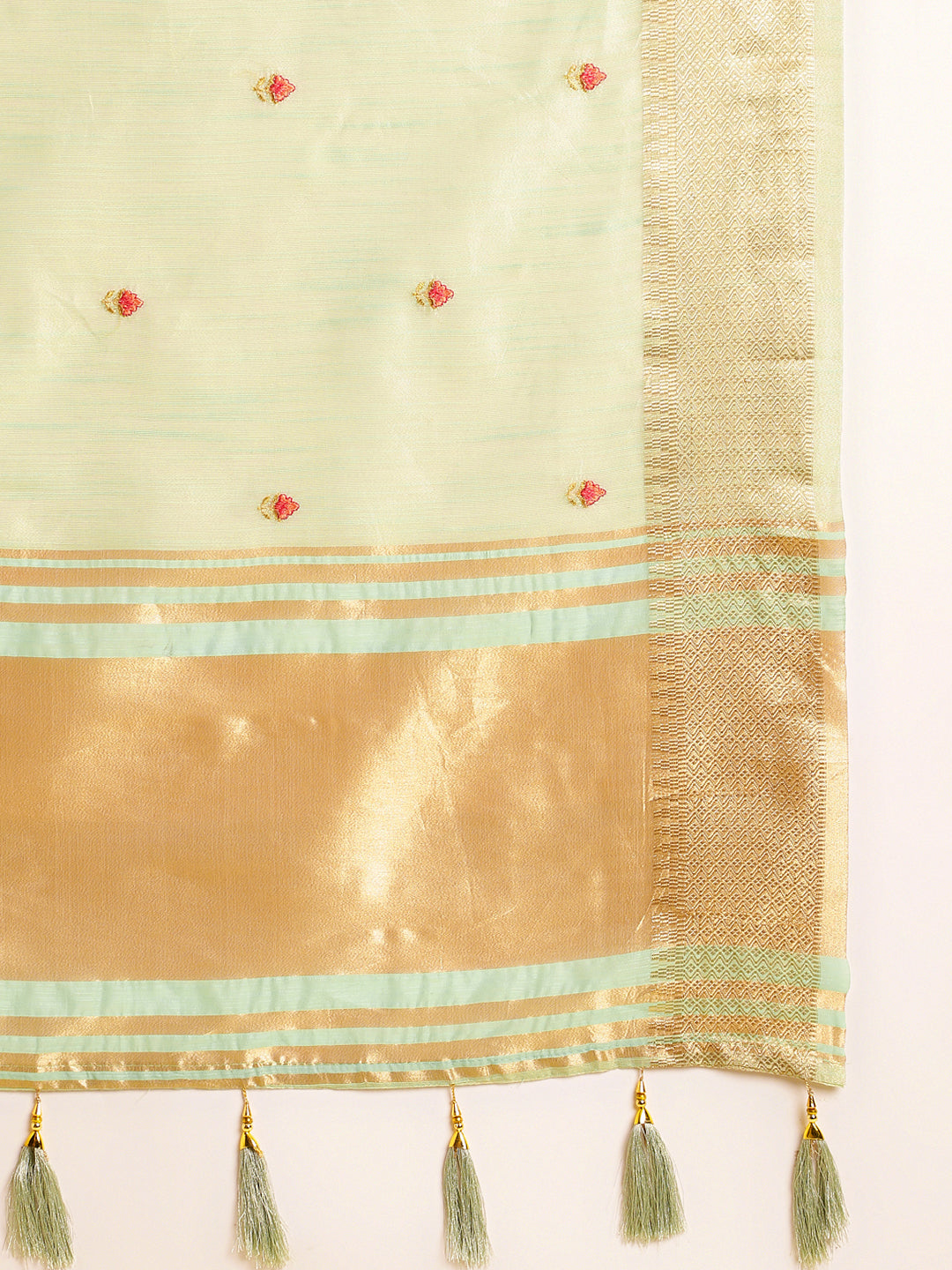 Dhiyona GR Women's Savi Sea Green Cotton Khadi Silk Saree
