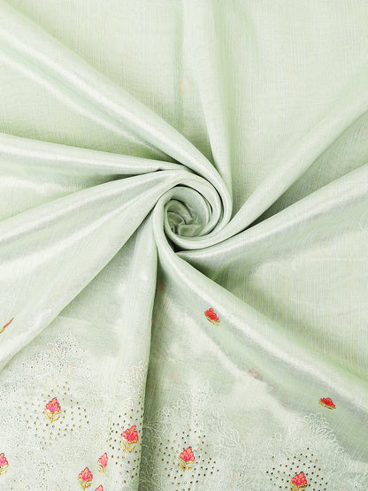 Dhiyona GR Women's Savi Sea Green Cotton Khadi Silk Saree