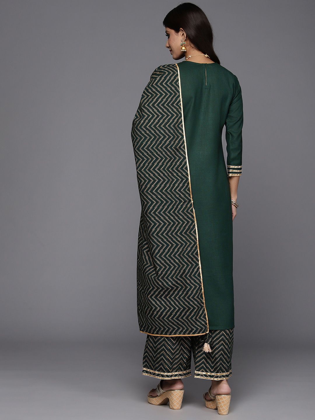 Women Ethnic Motifs Embroidered Liva Kurta & Palazzos With Dupatta
