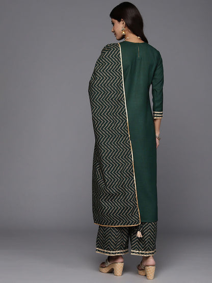 Women Ethnic Motifs Embroidered Liva Kurta & Palazzos With Dupatta