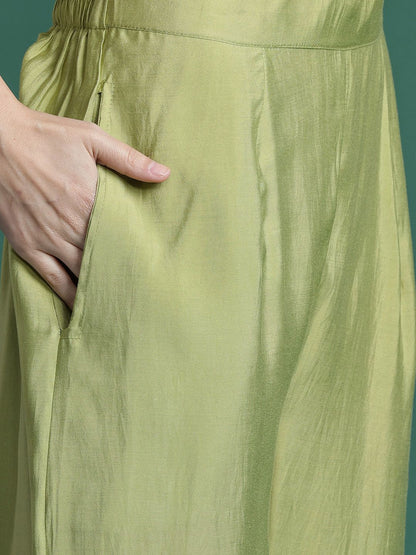 Floral Embroidered Thread Work Kurta with Trousers & With Dupatta