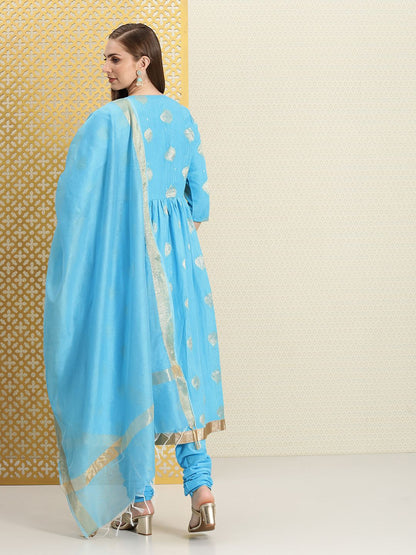 Dhiyona PD Women Women Jashn Paisley Sequinned Pure Cotton Kurta & Churidar With Dupatta
