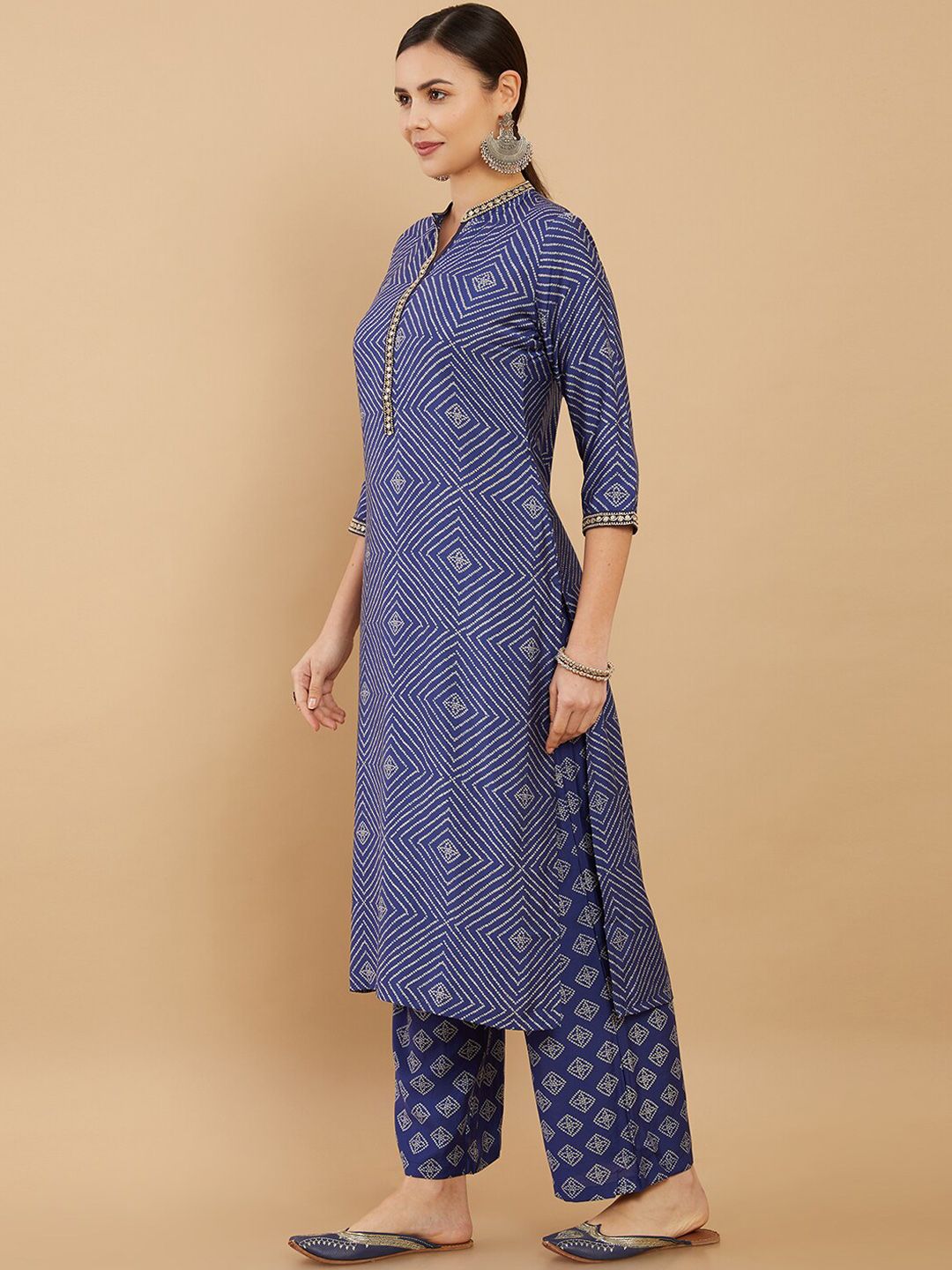 Dhiyona SO Women's Women Blue Printed Kurta with Palazzos