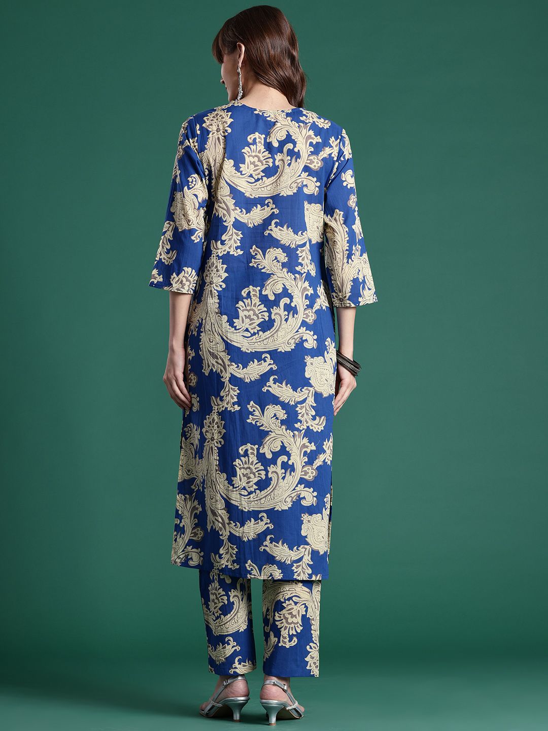 Floral Printed Pure Cotton Kurta with Trousers