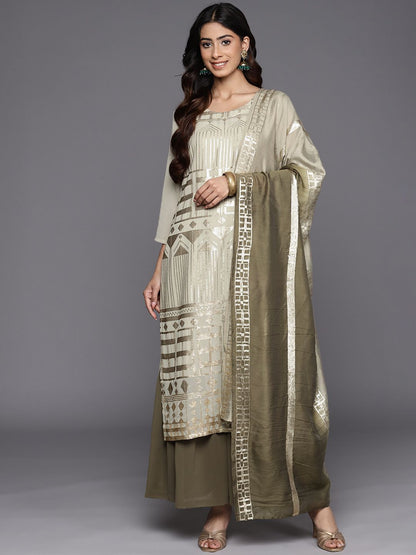 Dhiyona VA Women'sEmbroidered Regular Sequinned Kurta With Palazzos & Dupatta