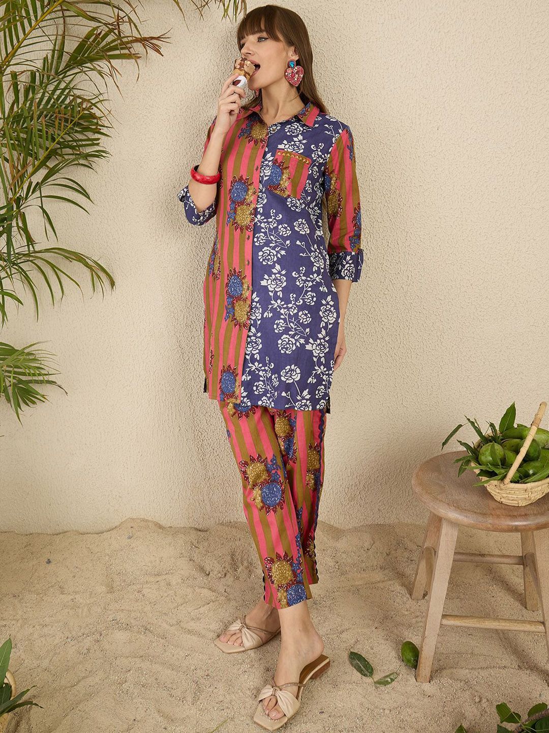 Dhiyona IE Printed Pure Cotton Kurta & Trouser Co-Ords