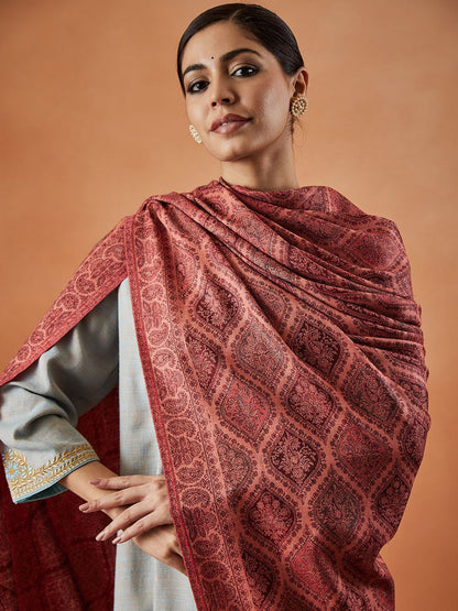 Dhiyona PA Ethnic Motifs Woven Design Woollen Fringed Shawl