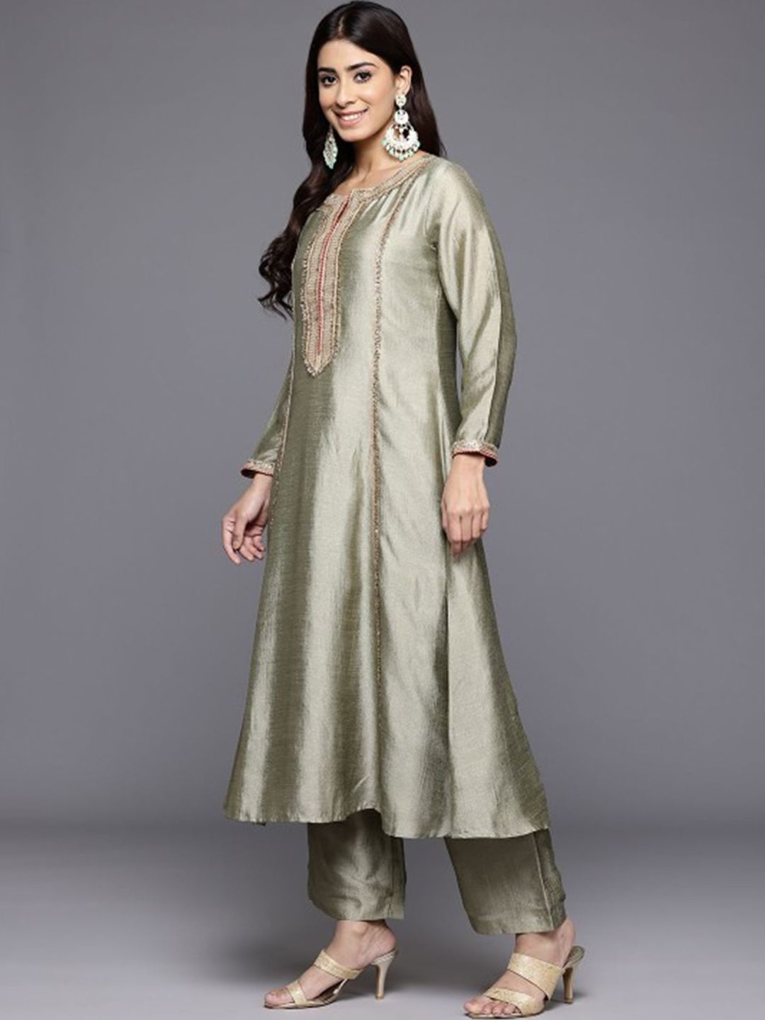 Dhiyona VA Women's Ethnic Motifs Embroidered Kurta with Palazzo & Dupatta