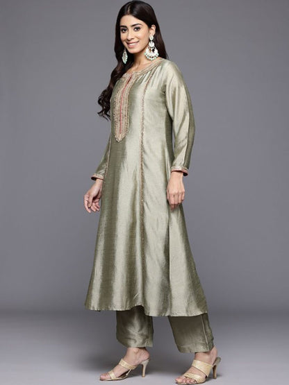 Dhiyona VA Women's Ethnic Motifs Embroidered Kurta with Palazzo & Dupatta