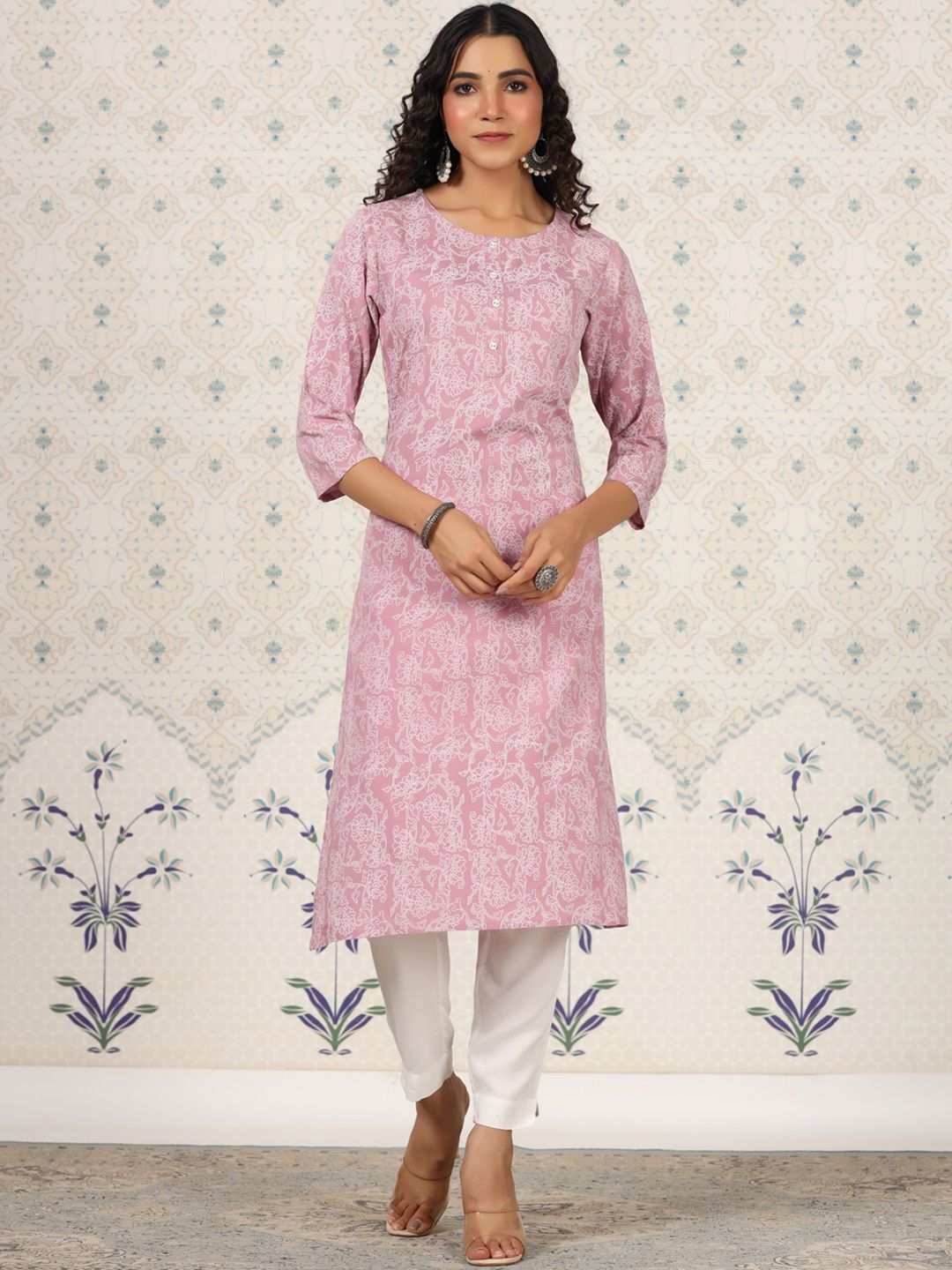 Dhiyona OD  Printed Round Neck Straight Kurta