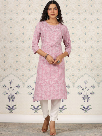 Dhiyona OD  Printed Round Neck Straight Kurta