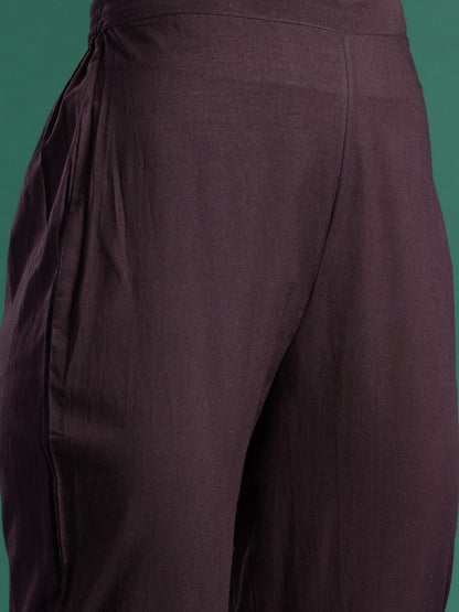 Dhiyona IE Women Striped Regular Mirror Work Pure Cotton Kurta with Trousers & With Dupatta