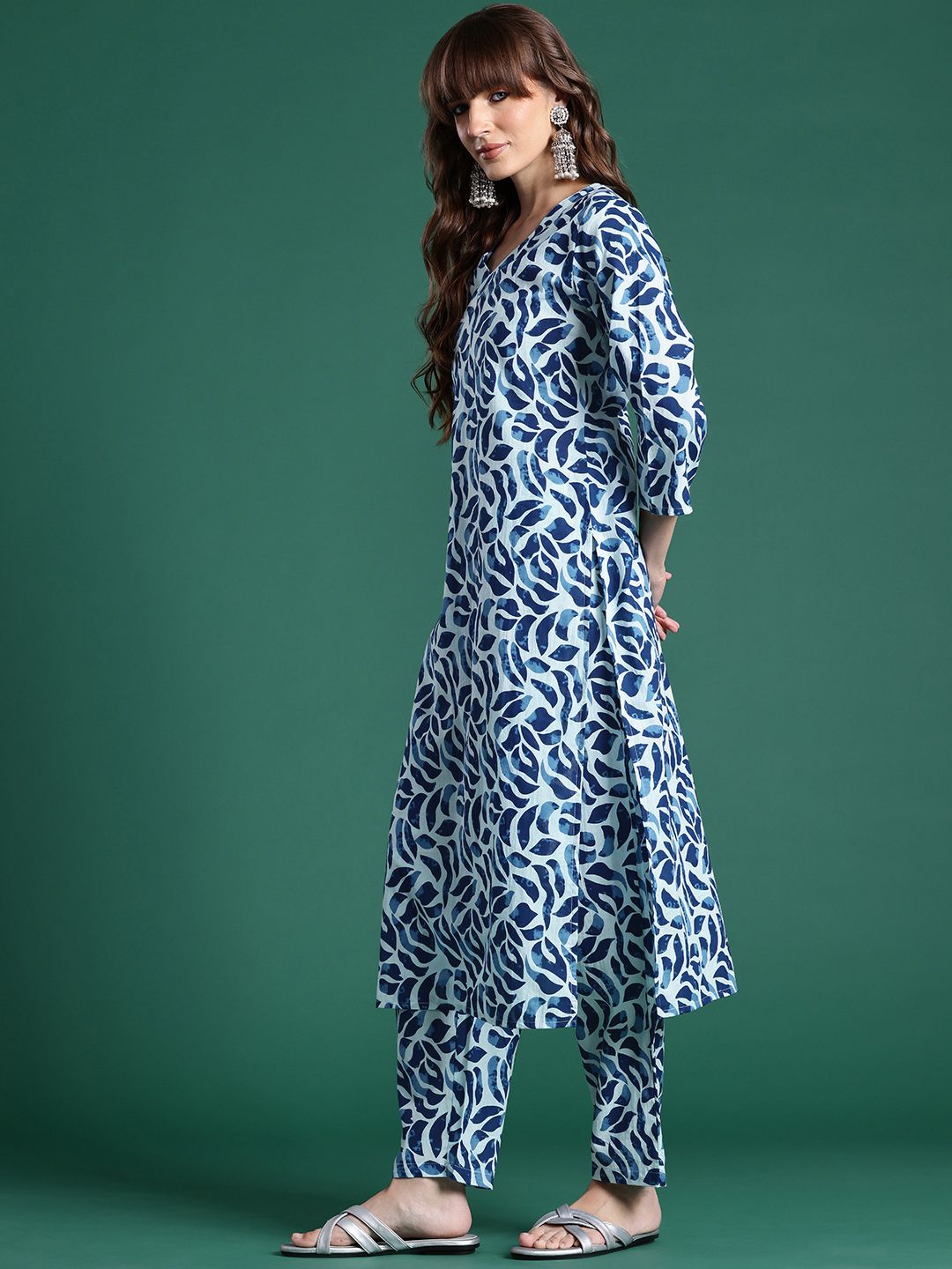 Printed Regular Pure Cotton Kurta & Trousers