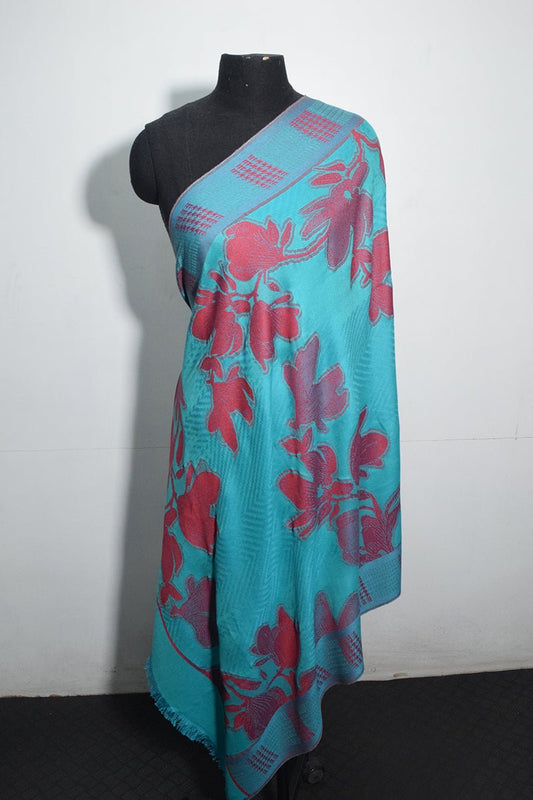 Turquoise Pashmina Woven Jacquard