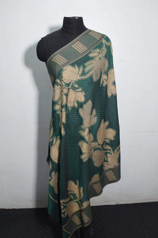 Green Pashmina Woven Jacquard