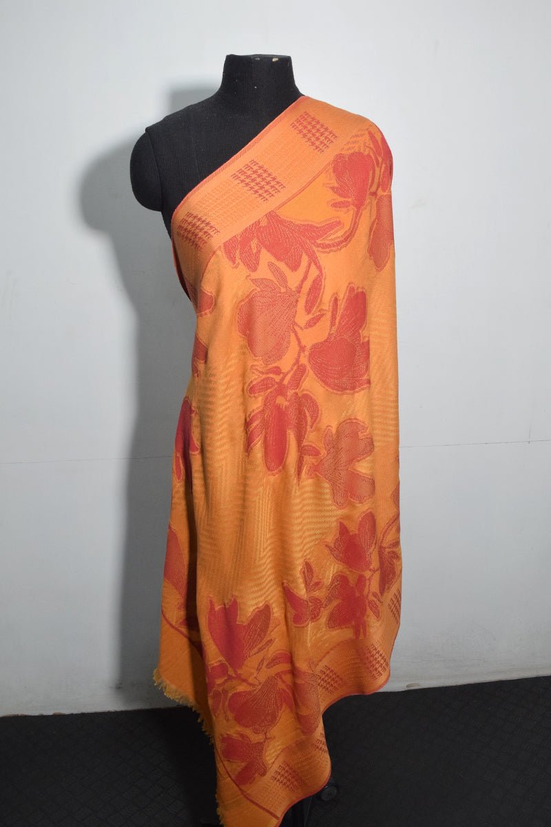 Orange Pashmina Woven Jacquard