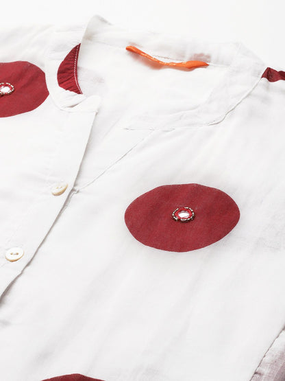 Printed Panelled Sequinned Pure Cotton Kurta with Trousers & With Dupatta