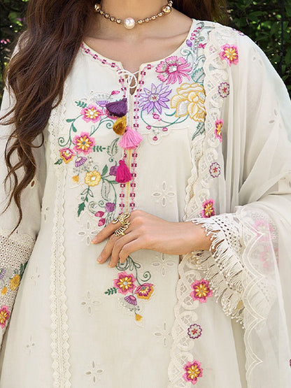 Women Floral Embroidered Regular Sequinned Pure Cotton Kurta with Trousers & With Dupatta