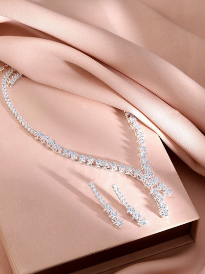 Dhiyona RJ Women's Rhodium-Plated Crystal-Studded Jewellery Set