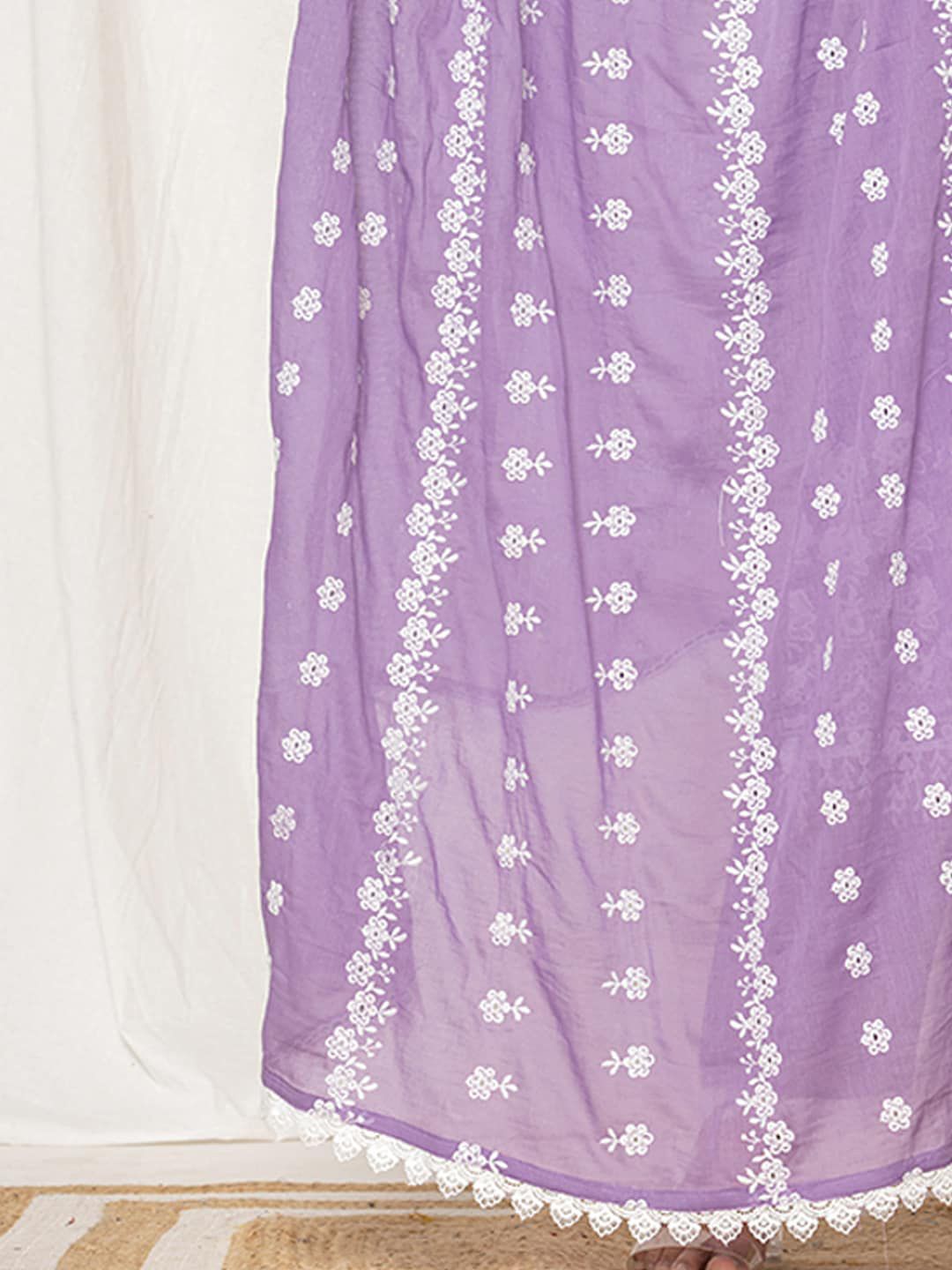 Dhiyona IE Women Ethnic Motifs Embroidered Pure Cotton Kurta Trousers & Dupatta