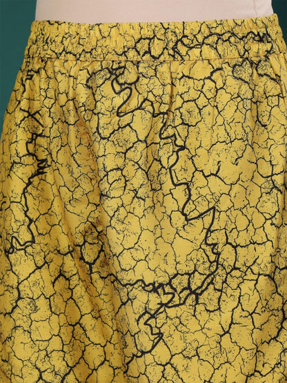 Dhiyona VA Women'sAbstract Printed Shirt Collar Straight Kurta With Trouser