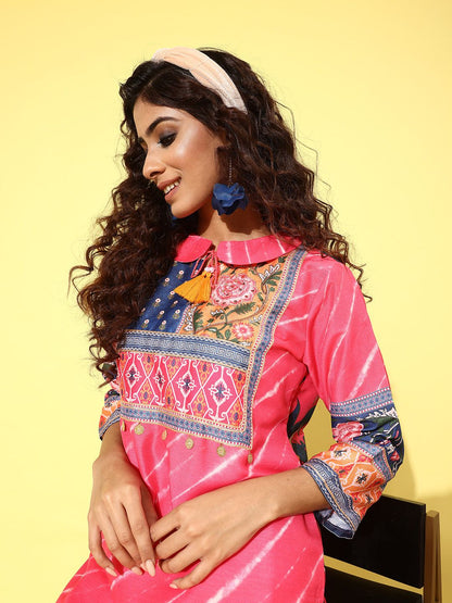 Dhiyona IE Women Printed Tunic with Trousers Co-Ords