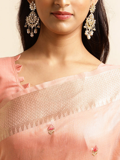 Dhiyona GR Women's Savi Peach Cotton Khadi Silk Saree