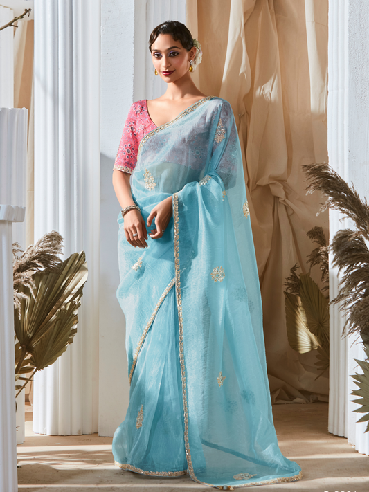 Dhiyona KM Women Sky Blue Saree: Effortless Elegance For Every Occasion