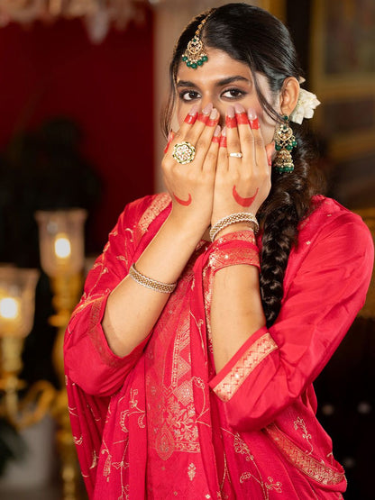 Women Ethnic Motifs Regular Kurta with Trousers & With Dupatta