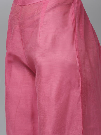 Women Pink Ethnic Motifs Embroidered Regular Kurta with Palazzos